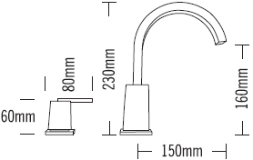 Technical image of Tre Mercati Mr Darcy 3 Tap Hole Bath Filler Tap (Chrome).