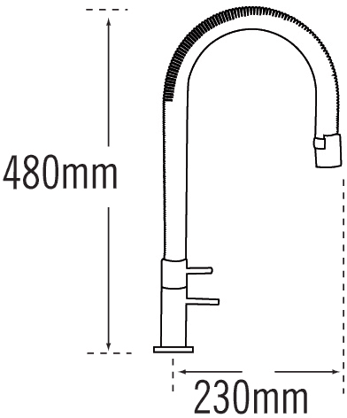 Technical image of Tre Mercati Kitchen Spyro Kitchen Tap With Pull Out Flexible Spray (Chrome).