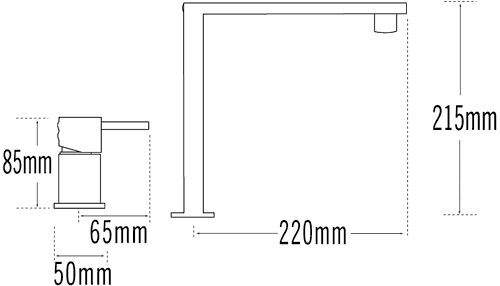 Technical image of Tre Mercati Kitchen Edge 2 Hole Kitchen Tap (Chrome).