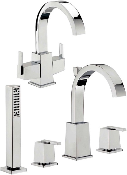 Larger image of Tre Mercati Mr Darcy Basin Tap & 4 Hole Bath Shower Mixer Tap Set.