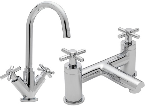 Larger image of Tre Mercati Erin Bath Filler & Basin Tap Set (Chrome).