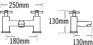 Technical image of Tre Mercati Erin Bath Filler & Basin Tap Set (Chrome).