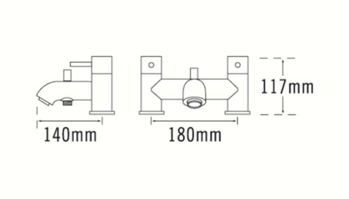 Technical image of Tre Mercati Milan Mono Basin & Pillar Bath Filler Tap Pack (Chrome).