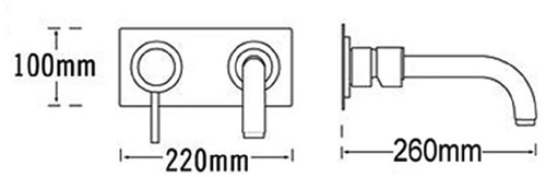 Technical image of Tre Mercati Milan Wall Mounted Basin & Bath Tap Pack (Chrome).