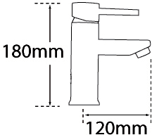 Technical image of Tre Mercati Poppy Bath Filler & Basin Tap Set (Chrome).