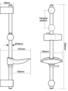 Technical image of Triton Showers T80Z Fast Fit Electric Shower, 7.5kW (White & Chrome).