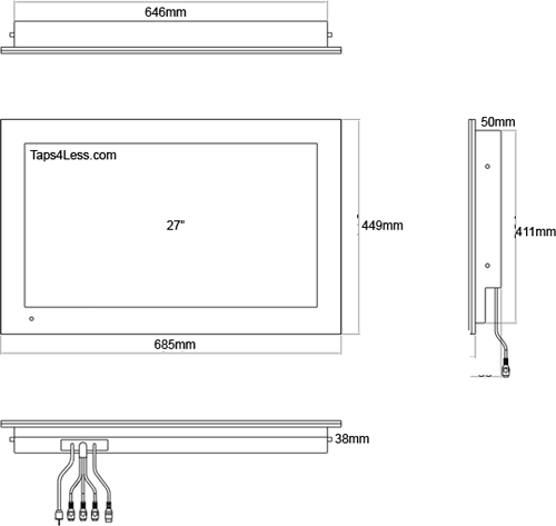 Technical image of TechVision 27" Edge Waterproof TV (LED, 1080p).