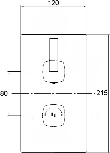 Technical image of Hudson Reed Tec Twin Concealed Thermostatic Shower Valve & Fixed Head.