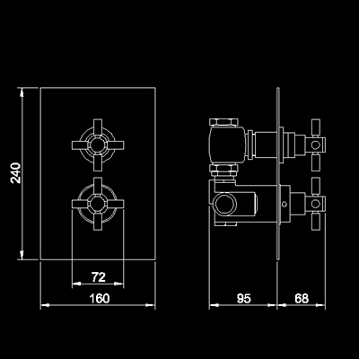 Technical image of Hudson Reed Jule Twin concealed thermostatic shower valve