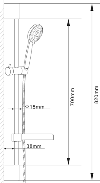 Technical image of Ultra Spirit Thermostatic Dual Shower Valve With Slimline Slide Rail Kit.