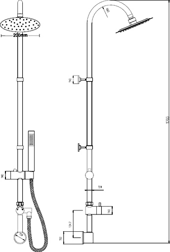 Technical image of Component True Rigid Riser Set With Concealed Water Feed (inlet).