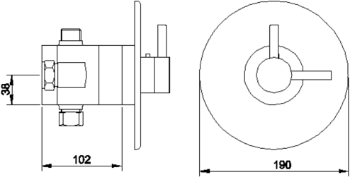 Technical image of Hudson Reed Tec Dual Thermostatic Shower Valve & Cloudburst Shower head.