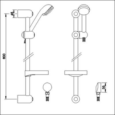 Technical image of Component Modern slide rail kit with 3 function handset