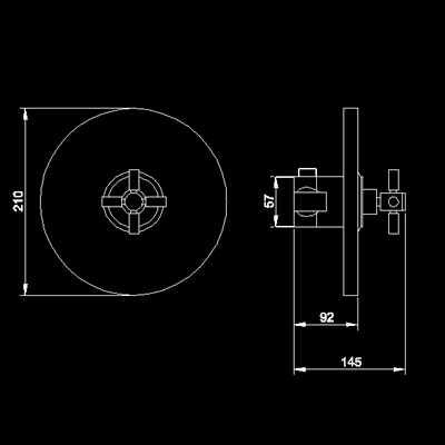 Technical image of Hudson Reed Tec Lever Sequential concealed thermostatic valve