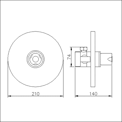 Technical image of Jupiter Concealed thermostatic sequential shower valve.