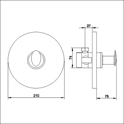 Technical image of Ultra Ella Concealed thermostatic sequential shower valve.