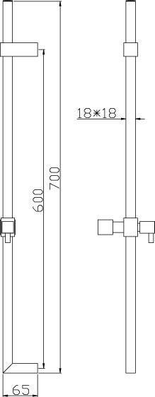 Technical image of Ultra Showers Square Slide Rail Kit With Square Handset (Chrome).