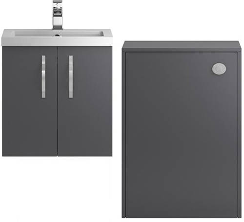 Larger image of Hudson Reed Apollo Wall Vanity 500mm, Basin & WC Unit 600mm (Grey).