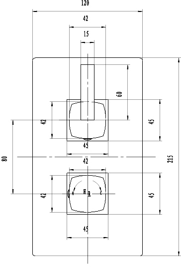 Technical image of Hudson Reed Arcade Twin Thermostatic Shower Valve With Diverter.