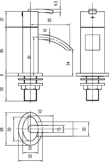 Technical image of Hudson Reed Arina Bath Taps (Pair, Chrome).