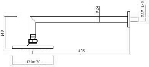 Technical image of Hudson Reed Arina Triple Concealed Thermostatic Shower Valve, Head & Jets.