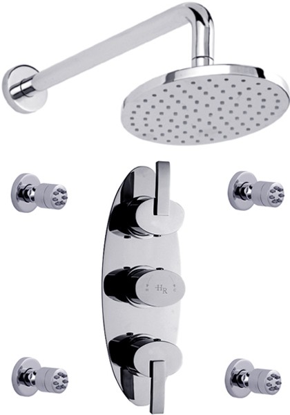 Larger image of Hudson Reed Arina Triple Concealed Thermostatic Shower Valve, Head & Jets.