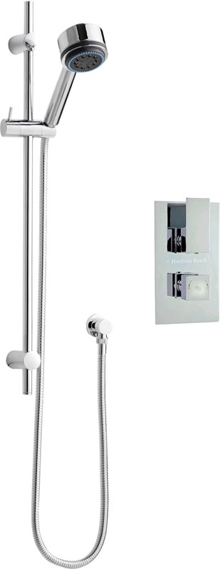 Larger image of Hudson Reed Aspire Twin Thermostatic Shower Valve & Slide Rail Kit (Chrome).