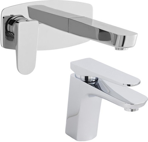 Larger image of Hudson Reed Aspire Basin & Wall Mounted Bath Filler Tap Set (Chrome).