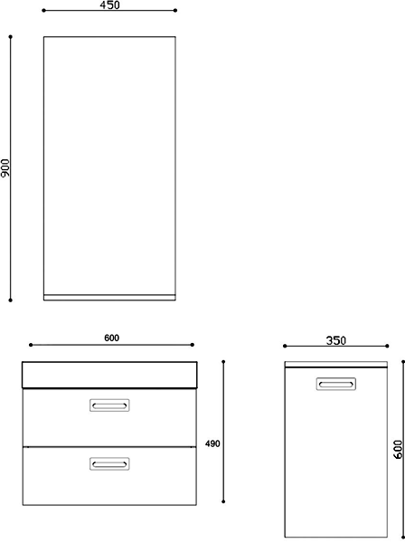 Technical image of Ultra Asset Complete Bathroom Furniture Pack With Muse Tap (Dark Oak).