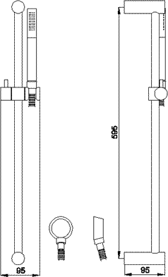 Technical image of Hudson Reed I-Flow Remote Shower Unit & Slide Rail Kit (Low Pressure).