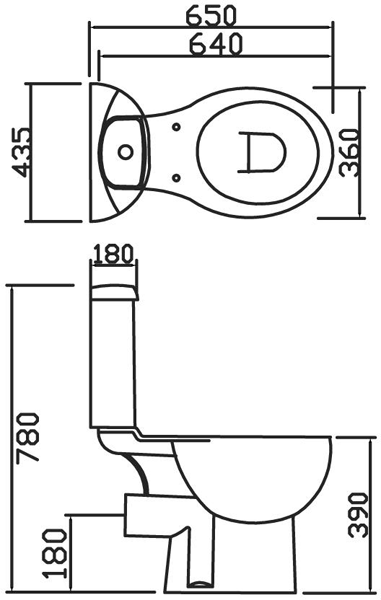 Technical image of Premier Brisbane Bathroom Suite With Toilet, Basin & Ped (1 Tap Hole).