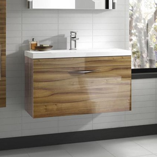 Example image of Hudson Reed Memoir 800mm Wall Hung Vanity Unit & 121 Basin (Walnut).