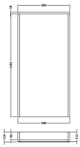 Technical image of Hudson Reed Horizon 600mm Back To Wall Slimline Unit (White Oak).