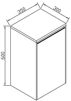 Technical image of Hudson Reed Erin Wall Mounted Side Cabinet (Light Oak).