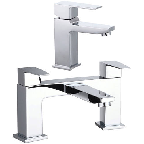 Larger image of Hudson Reed Camber Designer Basin & Bath Filler Tap (Chrome).