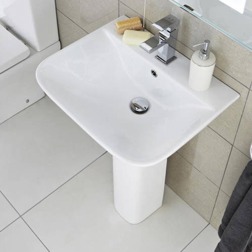 Example image of Premier Carmela Corner Toilet With Basin & Full Pedestal.