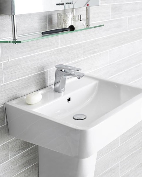 Example image of Hudson Reed Ceramics Basin & Semi Pedestal (1 Tap Hole, 600mm).