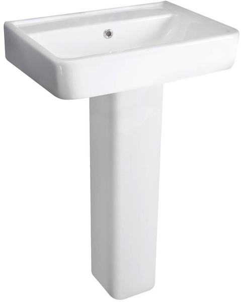 Larger image of Hudson Reed Ceramics Basin & Full Pedestal (1 Tap Hole, 520mm).