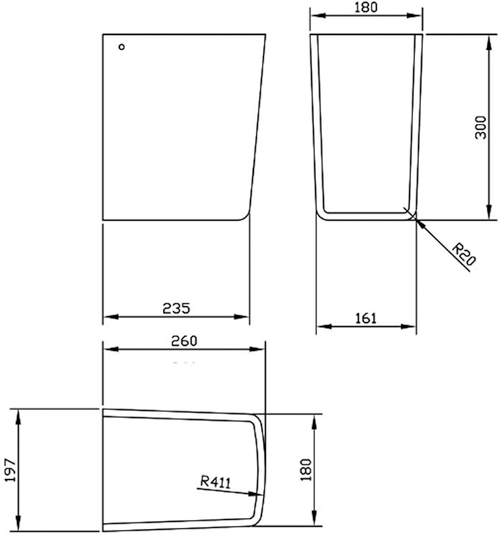 Technical image of Premier Ambrose 520mm Basin & Semi Pedestal.