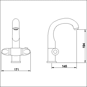 Technical image of Thermostatic Reef Thermostatic Mono Basin Mixer.