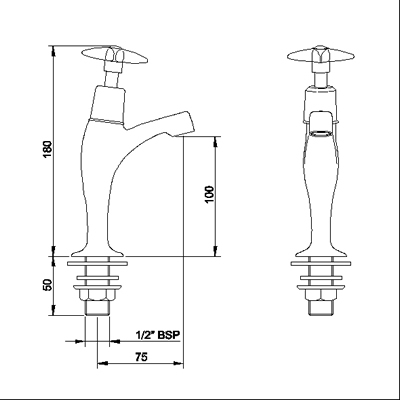 Technical image of Kitchen High neck sink taps (pair)