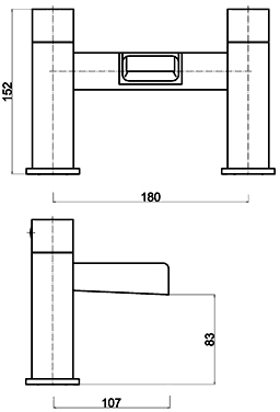 Technical image of Ultra Channel Waterfall Bath Filler Tap (Chrome).