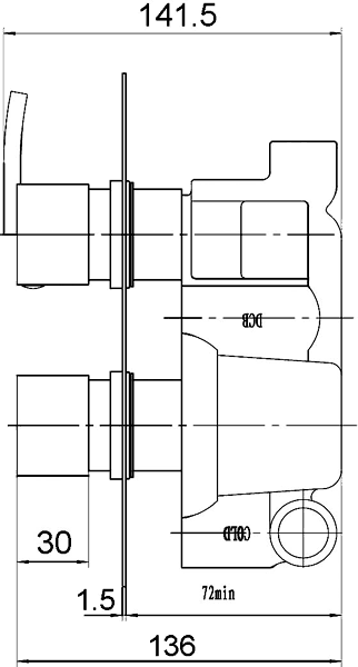 Technical image of Ultra Volt 3/4" Twin Thermostatic Shower Valve With Diverter.