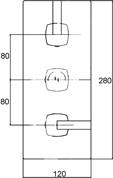 Technical image of Ultra Volt Volt Triple Thermostatic Shower Valve, Waterfall Head & Body Jets.