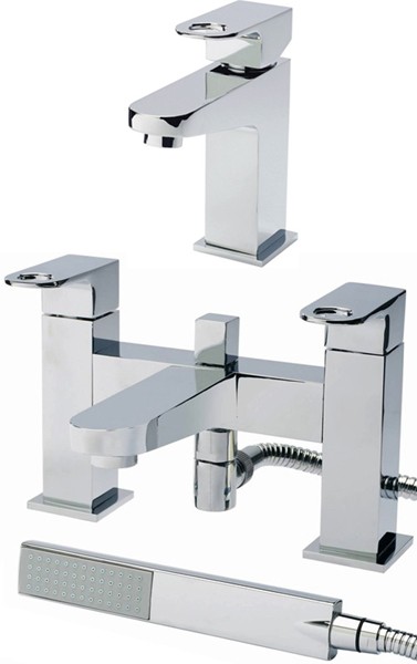 Larger image of Hudson Reed Deco Basin Mixer & Bath Shower Mixer Tap Set (Free Shower Kit).