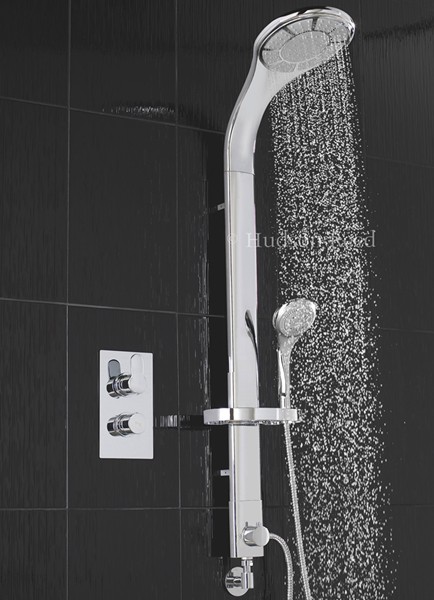 Example image of Hudson Reed Dias Twin Thermostatic Shower Valve & Probe Rigid Riser Kit.