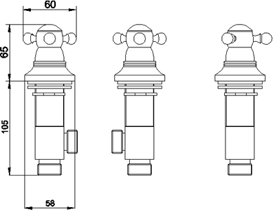 Technical image of Ultra Exact Freeflow bath filler tap (ceramic valves).