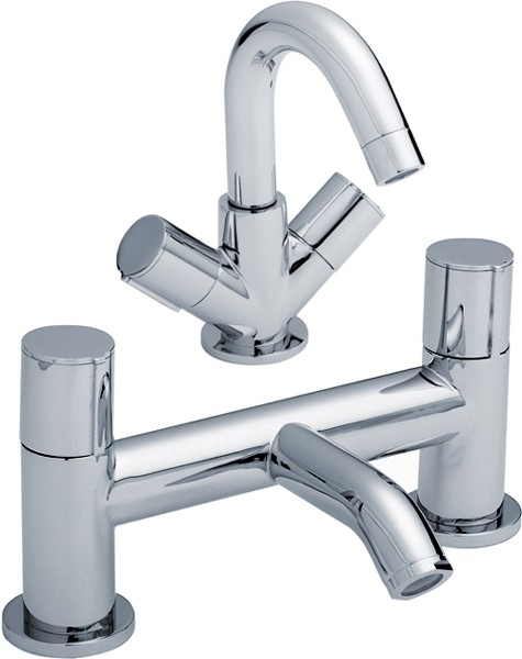 Larger image of Ultra Ecco Basin Mixer & Bath Filler Tap Set (Chrome).