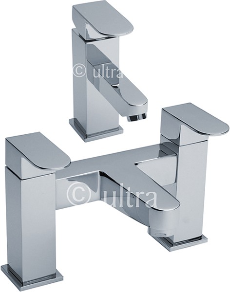 Larger image of Ultra Embrace Basin Mixer & Bath Filler Tap Set (Chrome).