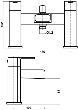 Technical image of Ultra Falls Waterfall Bath Shower Mixer Tap With Shower Kit (Chrome).